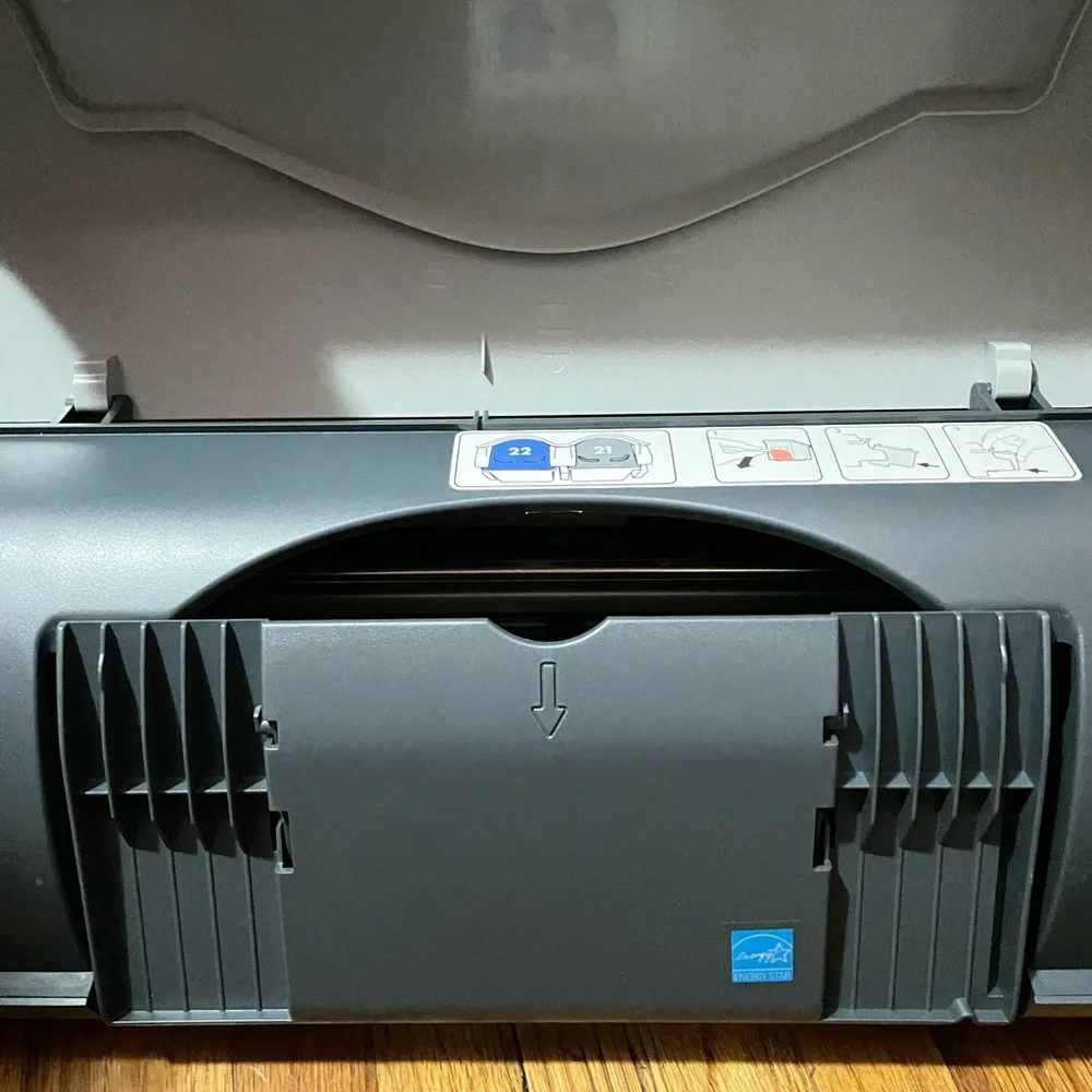 HP Deskjet Printer with Blue and Orange Box